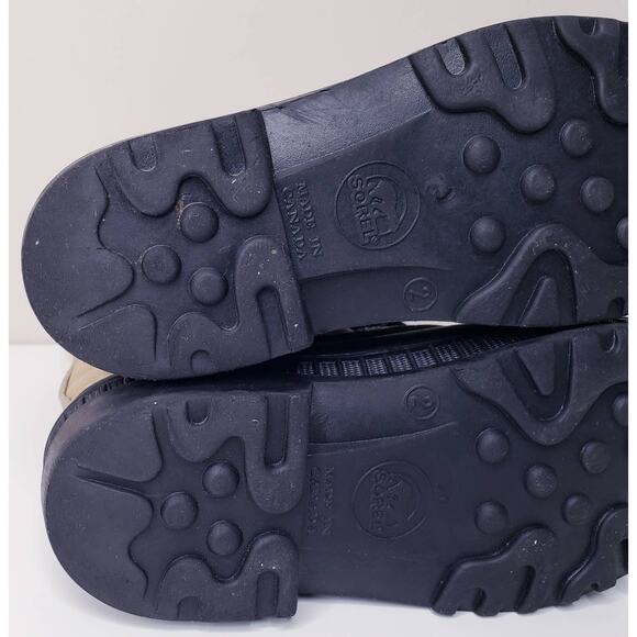 SOREL Kid's Size 2 Insulated Waterproof Winter Snow Boots Leather Rubber Beige - Picture 9 of 16